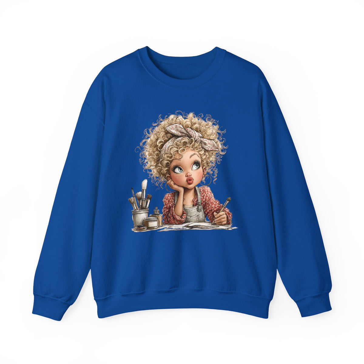 Cute Artist Curly Girl – Gildan Heavy Blend | Trendy Women’s Soft Sweatshirt. Direct to Garment. Printed & Shipped in the USA. Unisex Sizes.