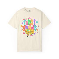 Coquette First Grade Pencil Bow - Comfort Colors | Trendy Women's T-Shirt. Direct to Garment. Printed & Shipped in the USA. Unisex Sizes.