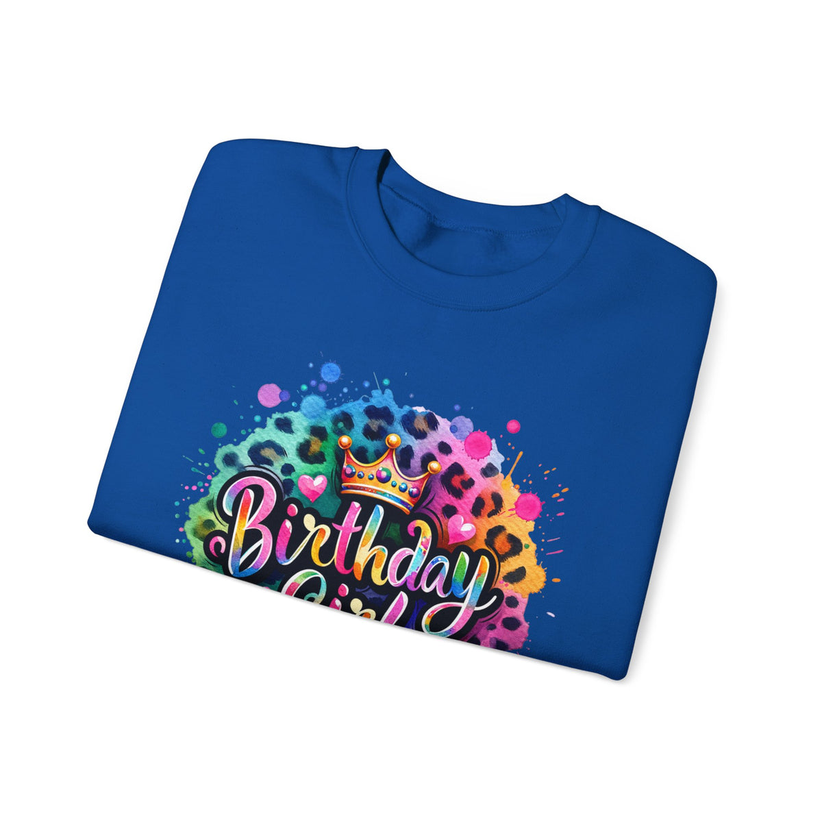 Birthday Girl, Neon Leopard – Gildan Heavy Blend | Trendy Women’s Soft Sweatshirt. Direct to Garment. Printed & Shipped in the USA. Unisex Sizes.