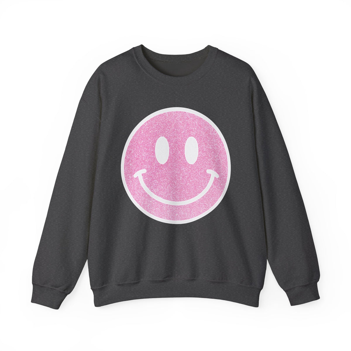 Glitter Smiley – Gildan Heavy Blend | Trendy Women’s Soft Sweatshirt. Direct to Garment. Printed & Shipped in the USA. Unisex Sizes.