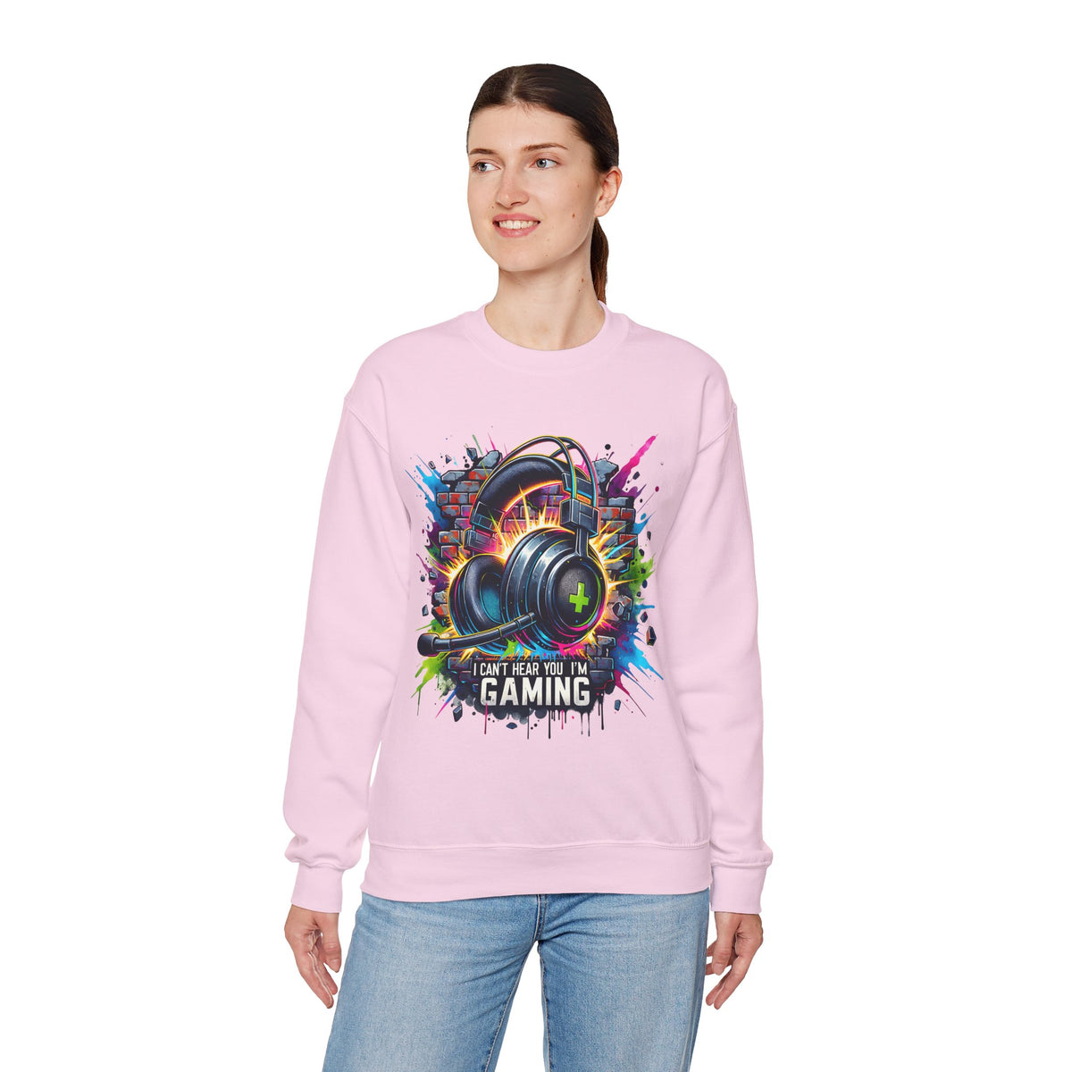 Gaming Headset I Can't Hear You, I'm Gaming – Gildan Heavy Blend | Trendy Women’s and Men's Soft Sweatshirt. Direct to Garment. Printed & Shipped in the USA. Unisex Sizes.