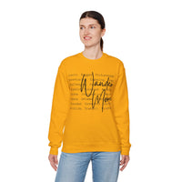 Wander More, Scenic Adventure Typography – Gildan Heavy Blend | Trendy Men's and Women’s Soft Sweatshirt. Direct to Garment. Printed & Shipped in the USA. Unisex Sizes.