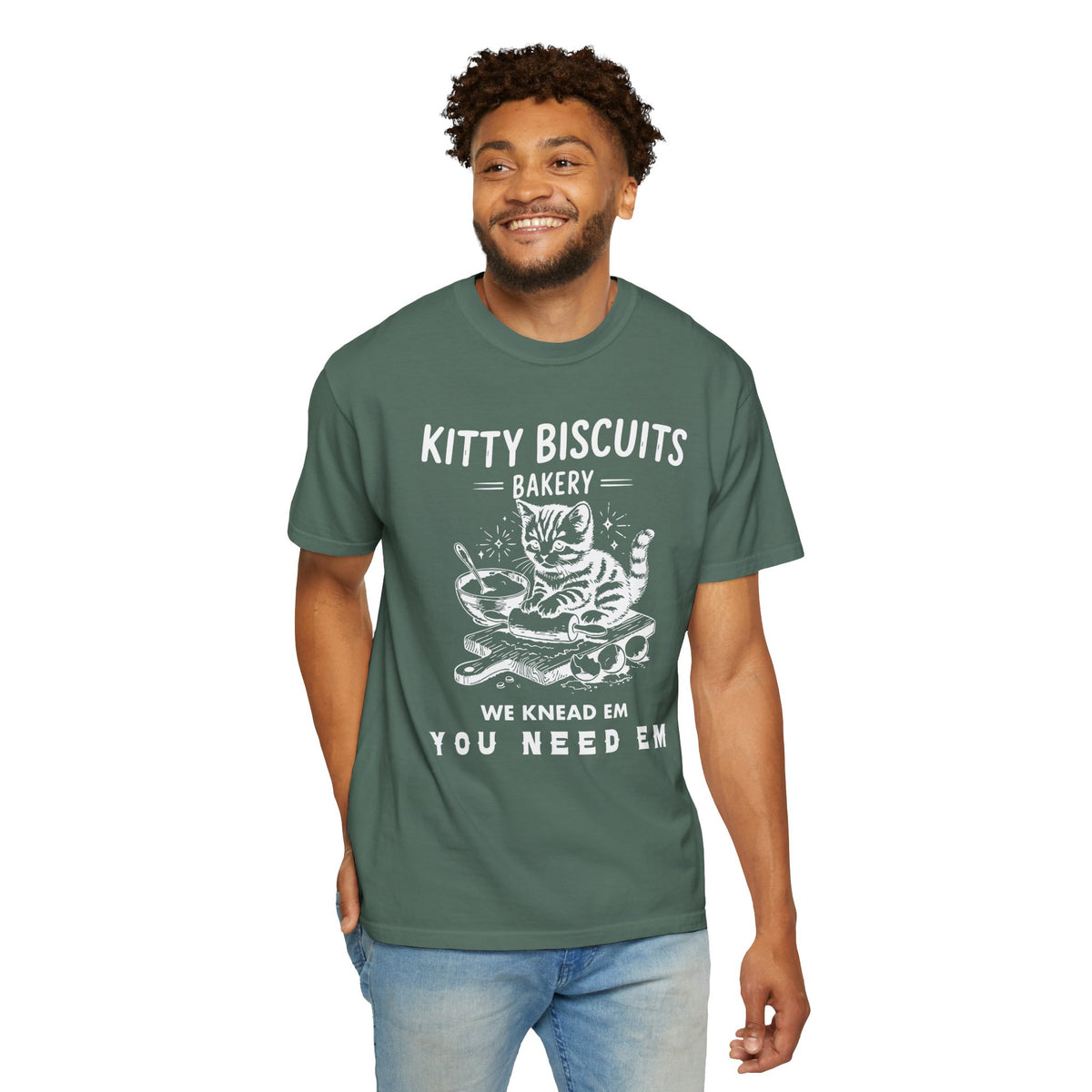 Kitty Biscuits Bakery - Comfort Colors | Trendy Women's and Men's T-Shirt. Direct to Garment. Printed & Shipped in the USA. Unisex Sizes.