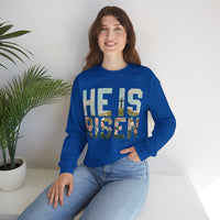 He Is Risen, Christian Floral Easter – Gildan Heavy Blend | Trendy Women’s Soft Sweatshirt. Direct to Garment. Printed & Shipped in the USA. Unisex Sizes.