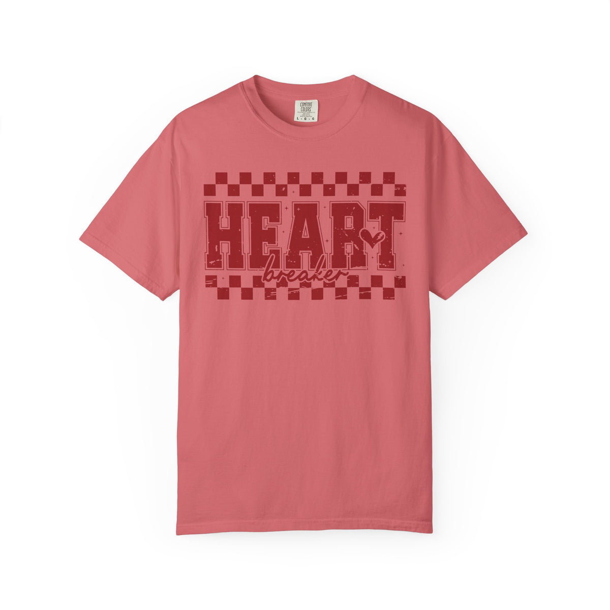 Heart Breaker, Red Checkered Distressed - Comfort Colors | Trendy Women's T-Shirt. Direct to Garment. Printed & Shipped in the USA. Unisex Sizes.