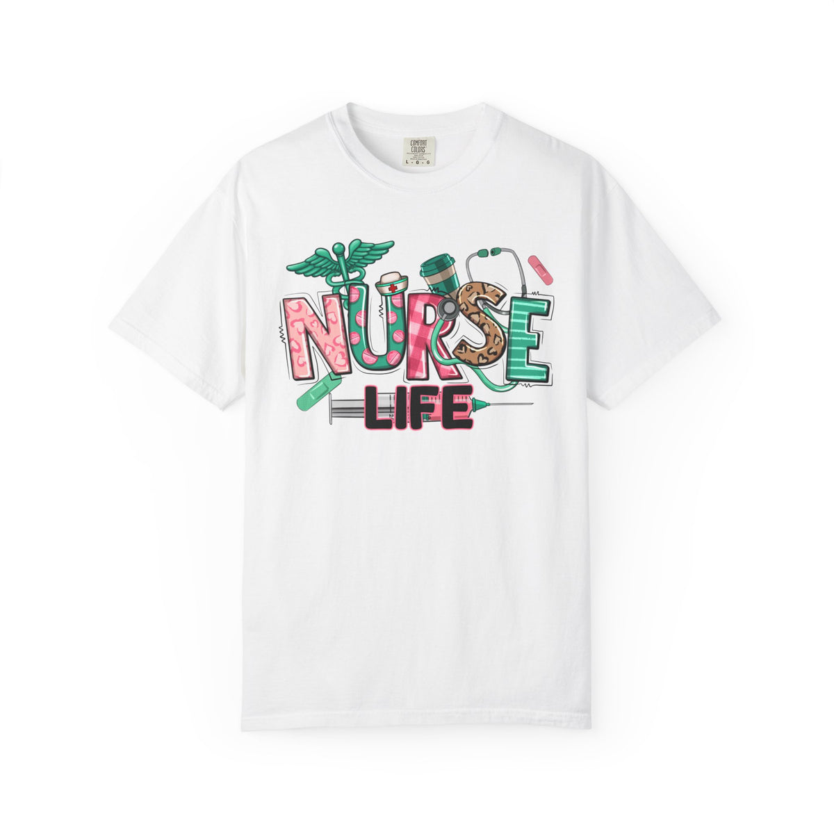 Nurse Life Cute Preppy Healthcare - Comfort Colors | Trendy Women's T-Shirt. Direct to Garment. Printed & Shipped in the USA. Unisex Sizes.