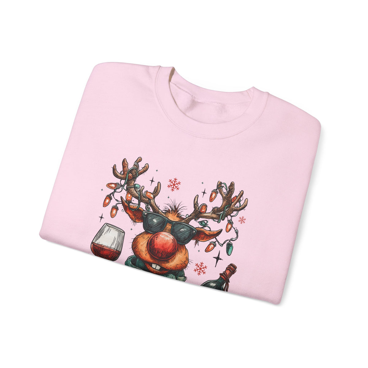 Merry & Mischievous Reindeer – Gildan Heavy Blend | Trendy Women’s and Men's Soft Sweatshirt. Direct to Garment. Printed & Shipped in the USA. Unisex Sizes.