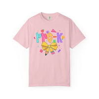 Coquette Pre-K Pencil Bow - Comfort Colors | Trendy Women's T-Shirt. Direct to Garment. Printed & Shipped in the USA. Unisex Sizes.