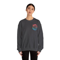 Sun Salt Sand, Beach Sunset - Front & Back Print – Gildan Heavy Blend | Trendy Women’s and Men's Soft Sweatshirt. Direct to Garment. Printed & Shipped in the USA. Unisex Sizes.