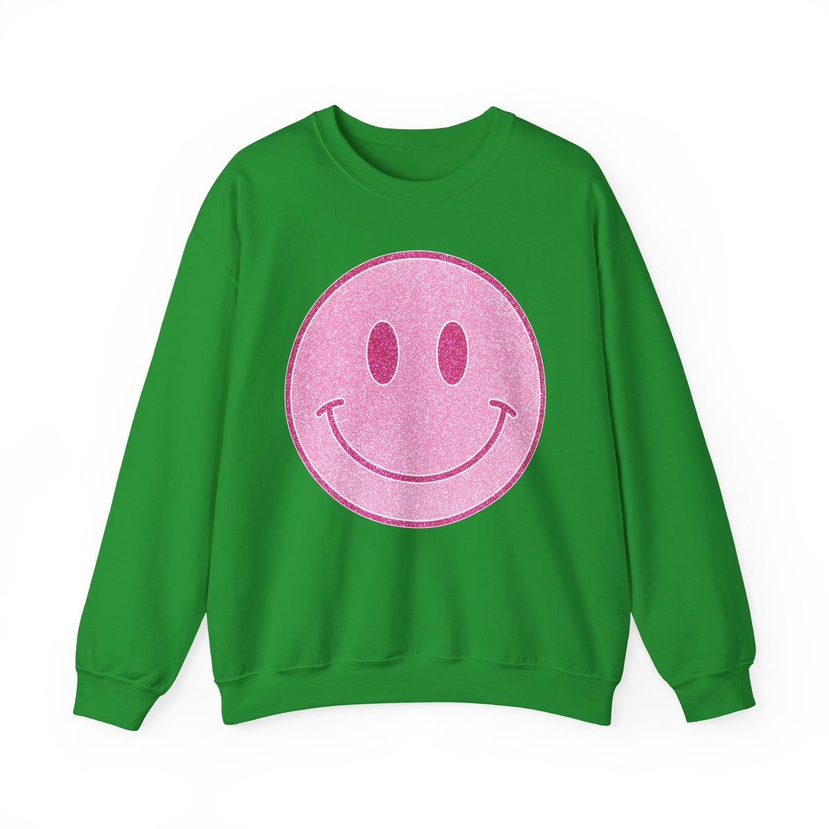 Glitter Smiley – Gildan Heavy Blend | Trendy Women’s Soft Sweatshirt. Direct to Garment. Printed & Shipped in the USA. Unisex Sizes.