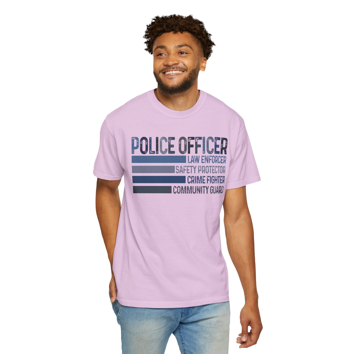 Police Officer - Description - Comfort Colors | Trendy Men's and Women's T-Shirt. Direct to Garment. Printed & Shipped in the USA. Unisex Sizes.