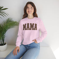 Mama, Faux Knit – Gildan Heavy Blend | Trendy Women’s Soft Sweatshirt. Direct to Garment. Printed & Shipped in the USA. Unisex Sizes.