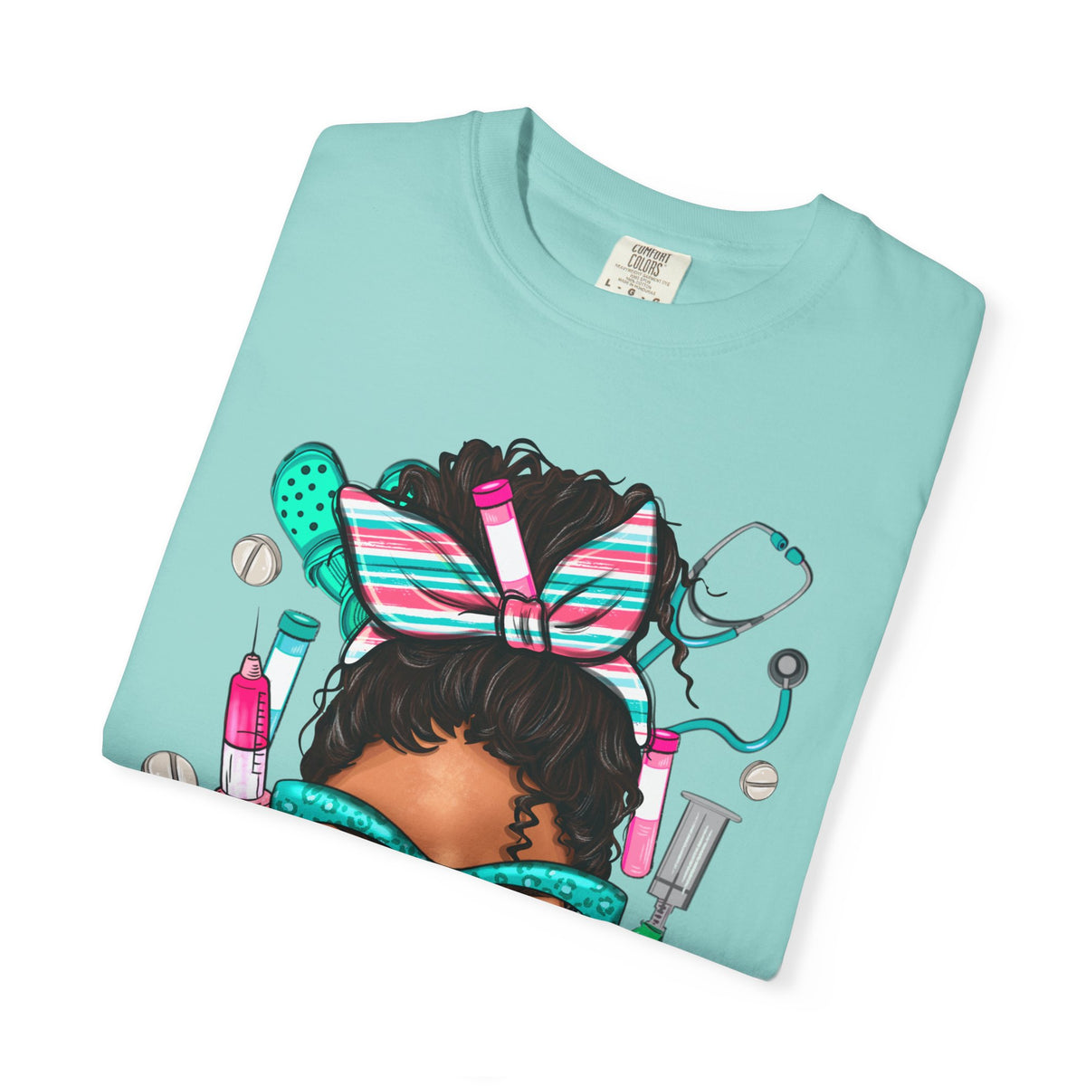 Phlebotomist Life, Messy Bun - Comfort Colors | Trendy Women's T-Shirt. Direct to Garment. Printed & Shipped in the USA. Unisex Sizes.