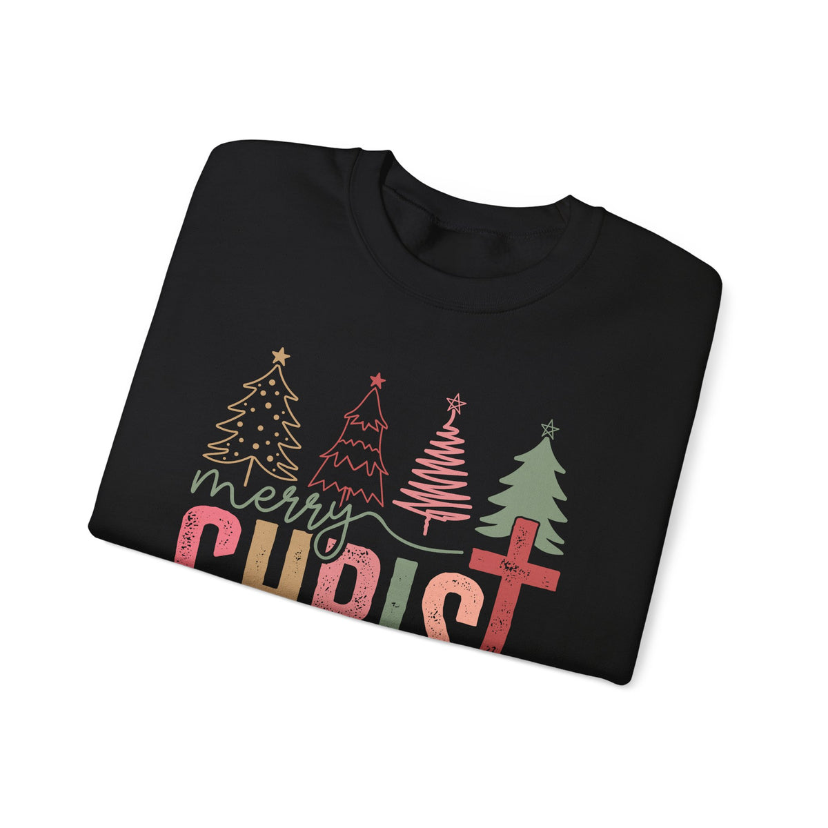 Merry ChrisTmas Christian Faith Graphic – Gildan Heavy Blend | Trendy Women’s Soft Sweatshirt. Direct to Garment. Printed & Shipped in the USA. Unisex Sizes.
