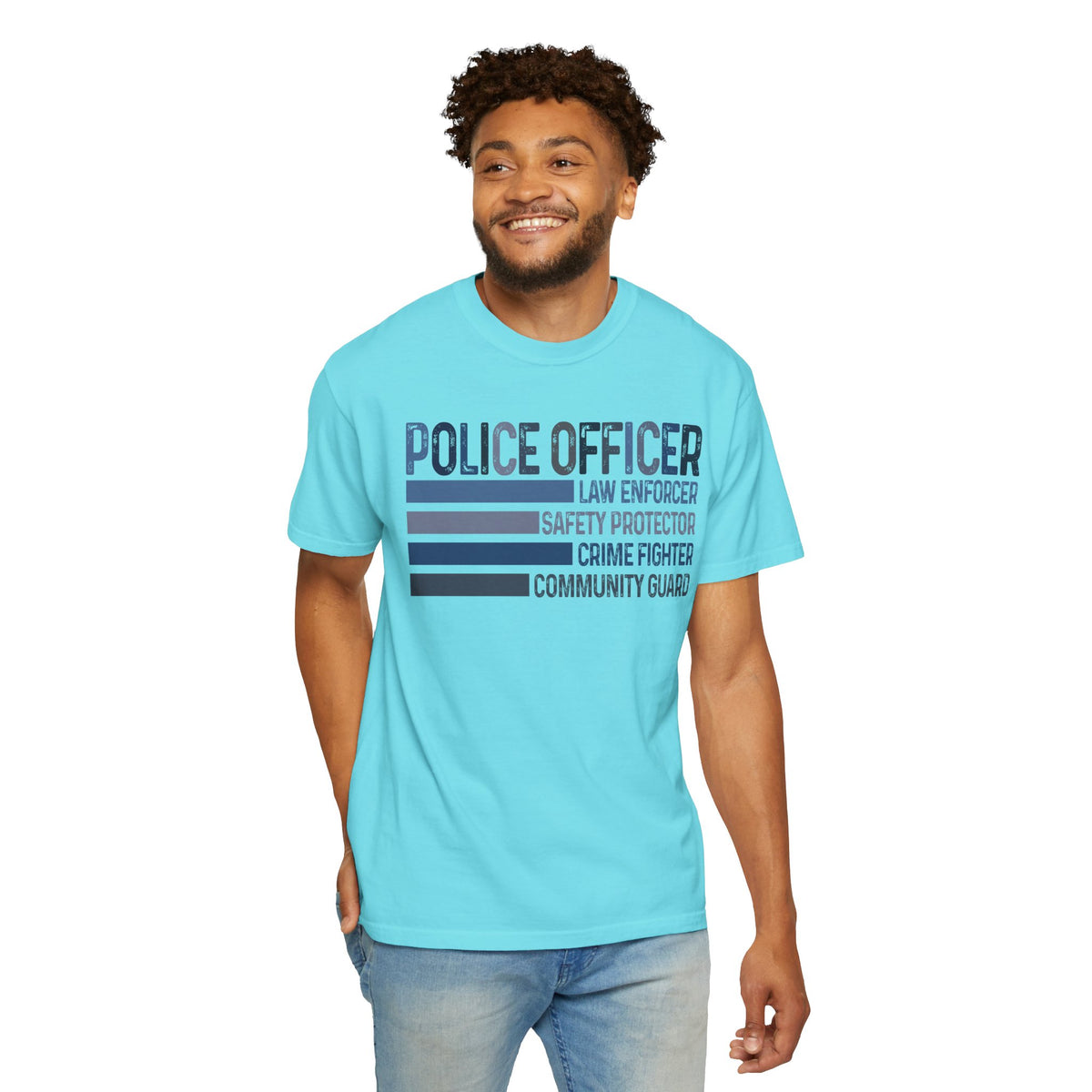 Police Officer - Description - Comfort Colors | Trendy Men's and Women's T-Shirt. Direct to Garment. Printed & Shipped in the USA. Unisex Sizes.