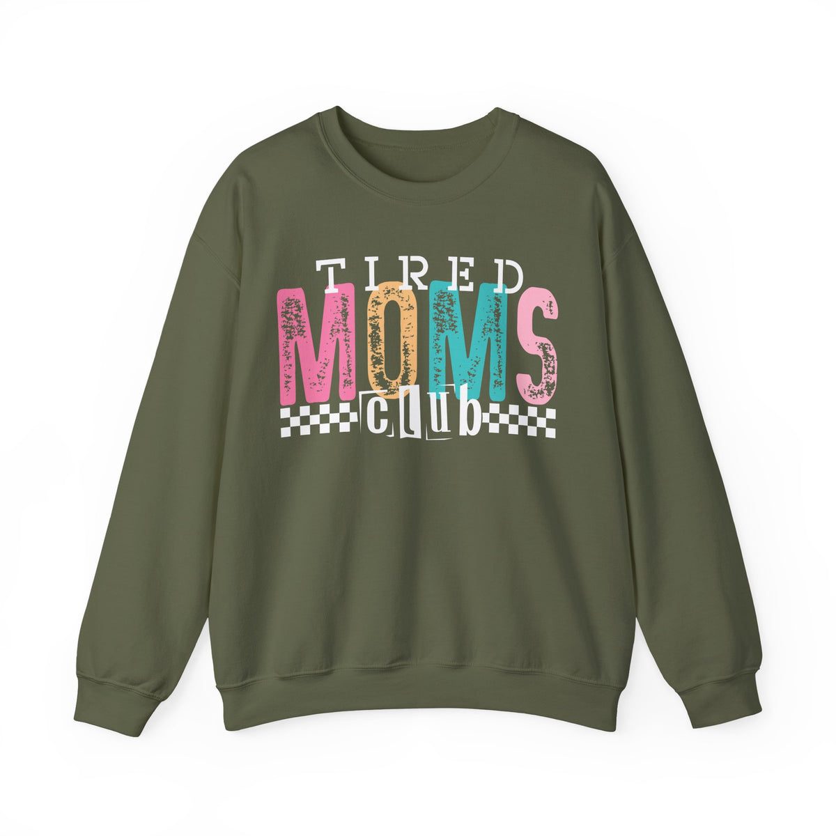 Tired Moms Club Pastel – Gildan Heavy Blend | Trendy Women’s Soft Sweatshirt. Direct to Garment. Printed & Shipped in the USA. Unisex Sizes.