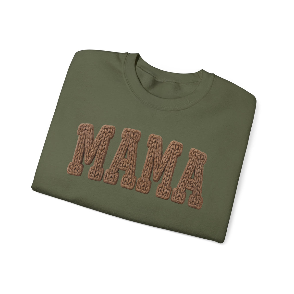 Mama, Faux Knit – Gildan Heavy Blend | Trendy Women’s Soft Sweatshirt. Direct to Garment. Printed & Shipped in the USA. Unisex Sizes.