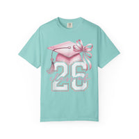 Pink Coquette, Class of 2026 Graduation Cap - Comfort Colors | Trendy Women's T-Shirt. Direct to Garment. Printed & Shipped in the USA. Unisex Sizes.