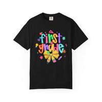 Coquette First Grade Pencil Bow - Comfort Colors | Trendy Women's T-Shirt. Direct to Garment. Printed & Shipped in the USA. Unisex Sizes.