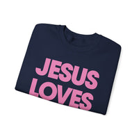 Jesus Loves You – Gildan Heavy Blend | Trendy Women’s and Men's Soft Sweatshirt. Direct to Garment. Printed & Shipped in the USA. Unisex Sizes.