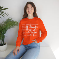 Wander More, Scenic Adventure Typography – Gildan Heavy Blend | Trendy Men's and Women’s Soft Sweatshirt. Direct to Garment. Printed & Shipped in the USA. Unisex Sizes.