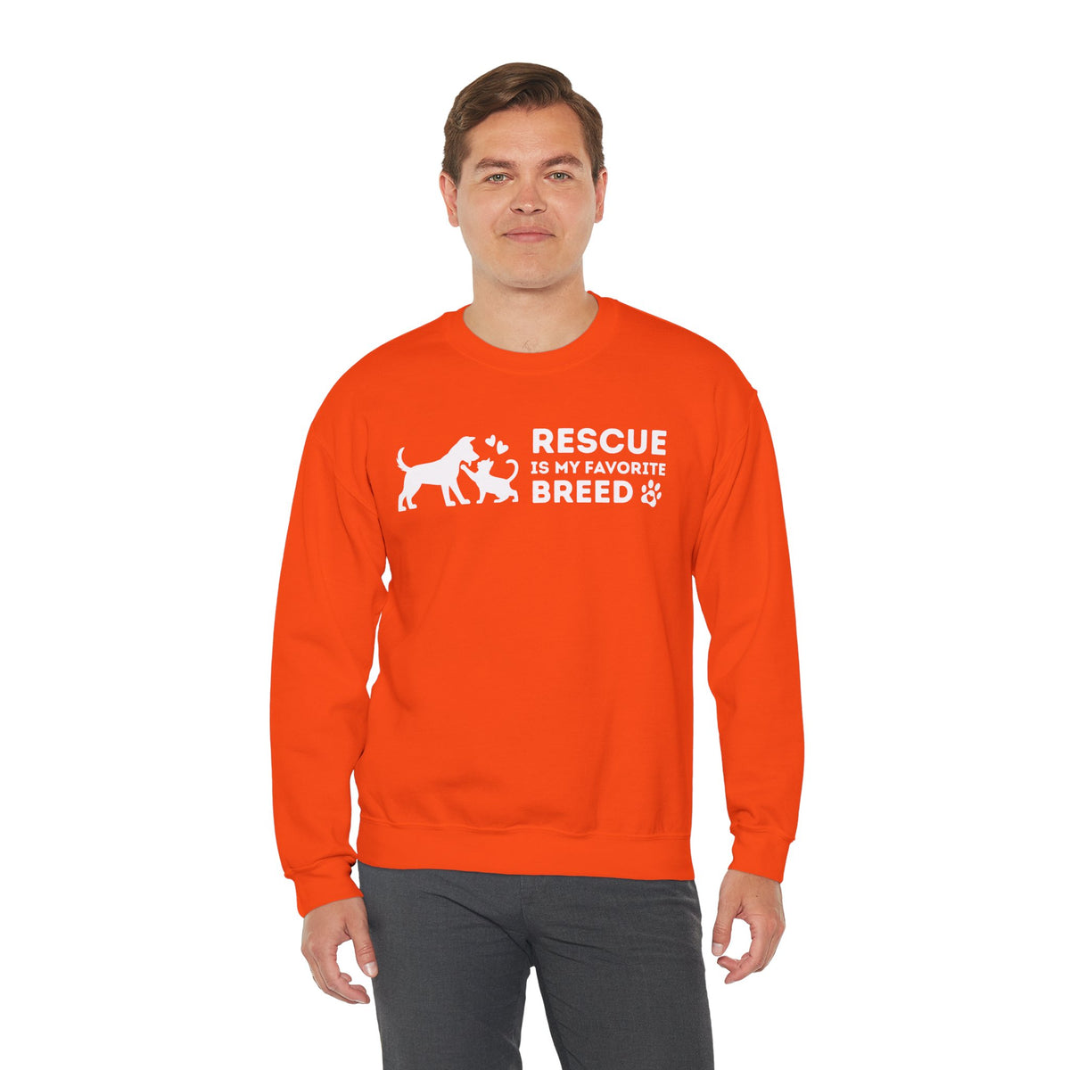 Rescue Is My Favorite Breed *This Shirt Saves Lives* – Gildan Heavy Blend | Trendy Men's and Women’s Soft Sweatshirt. Direct to Garment. Printed & Shipped in the USA. Unisex Sizes.