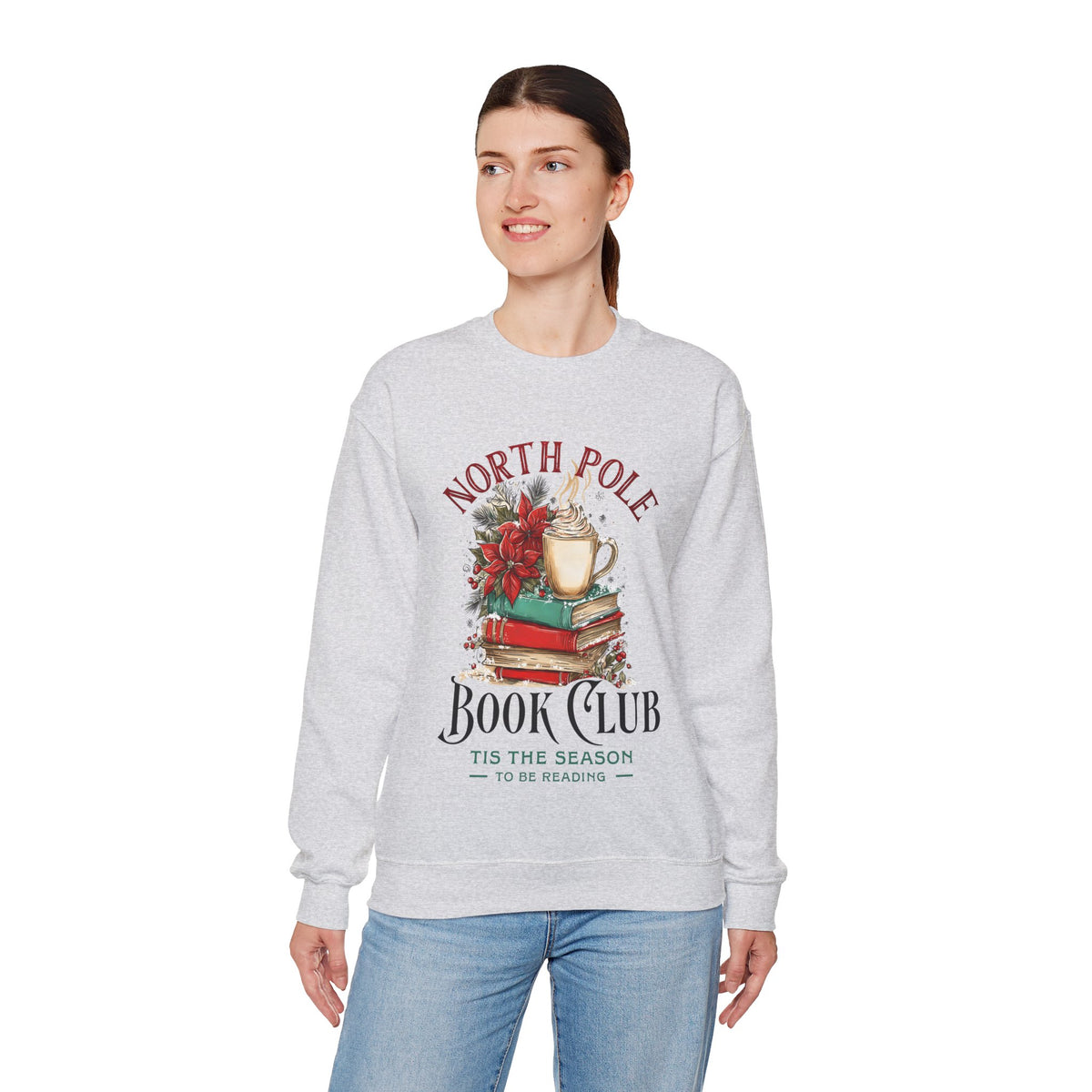 North Pole Book Club – Gildan Heavy Blend | Trendy Women’s Soft Sweatshirt. Direct to Garment. Printed & Shipped in the USA. Unisex Sizes.