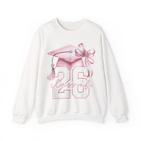 Pink Coquette, Class of 2026 Graduation Cap – Gildan Heavy Blend | Trendy Women’s Soft Sweatshirt. Direct to Garment. Printed & Shipped in the USA. Unisex Sizes.
