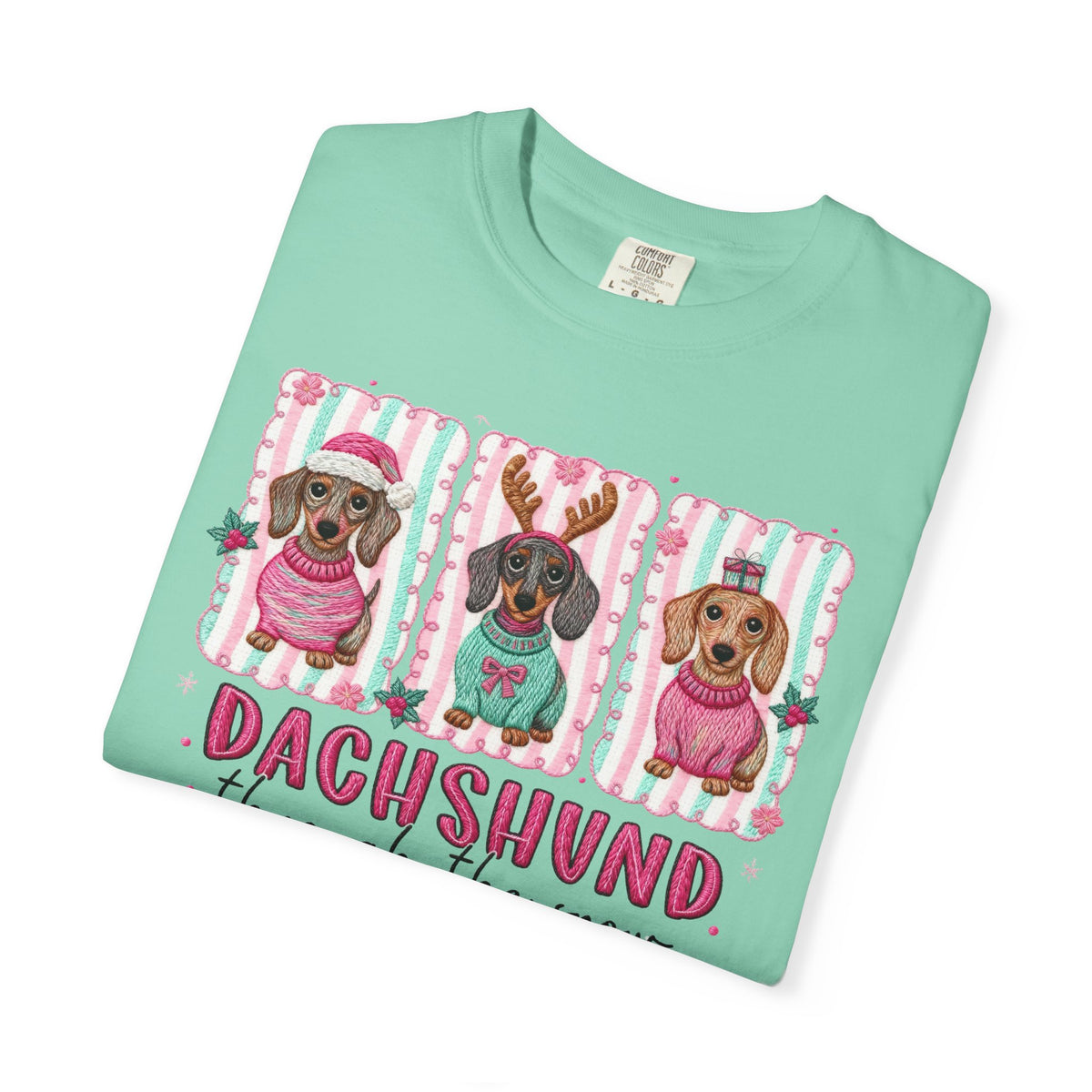 Dachshund Through the Snow - Comfort Colors | Trendy Women's T-Shirt. Direct to Garment. Printed & Shipped in the USA. Unisex Sizes.