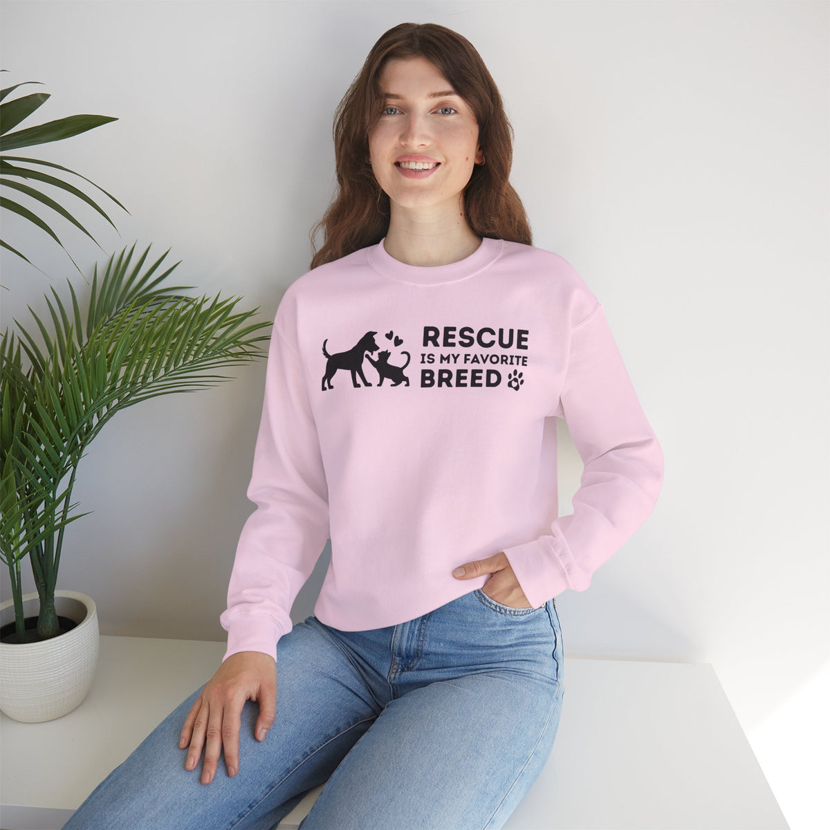 Rescue Is My Favorite Breed *This Shirt Saves Lives* – Gildan Heavy Blend | Trendy Men's and Women’s Soft Sweatshirt. Direct to Garment. Printed & Shipped in the USA. Unisex Sizes.