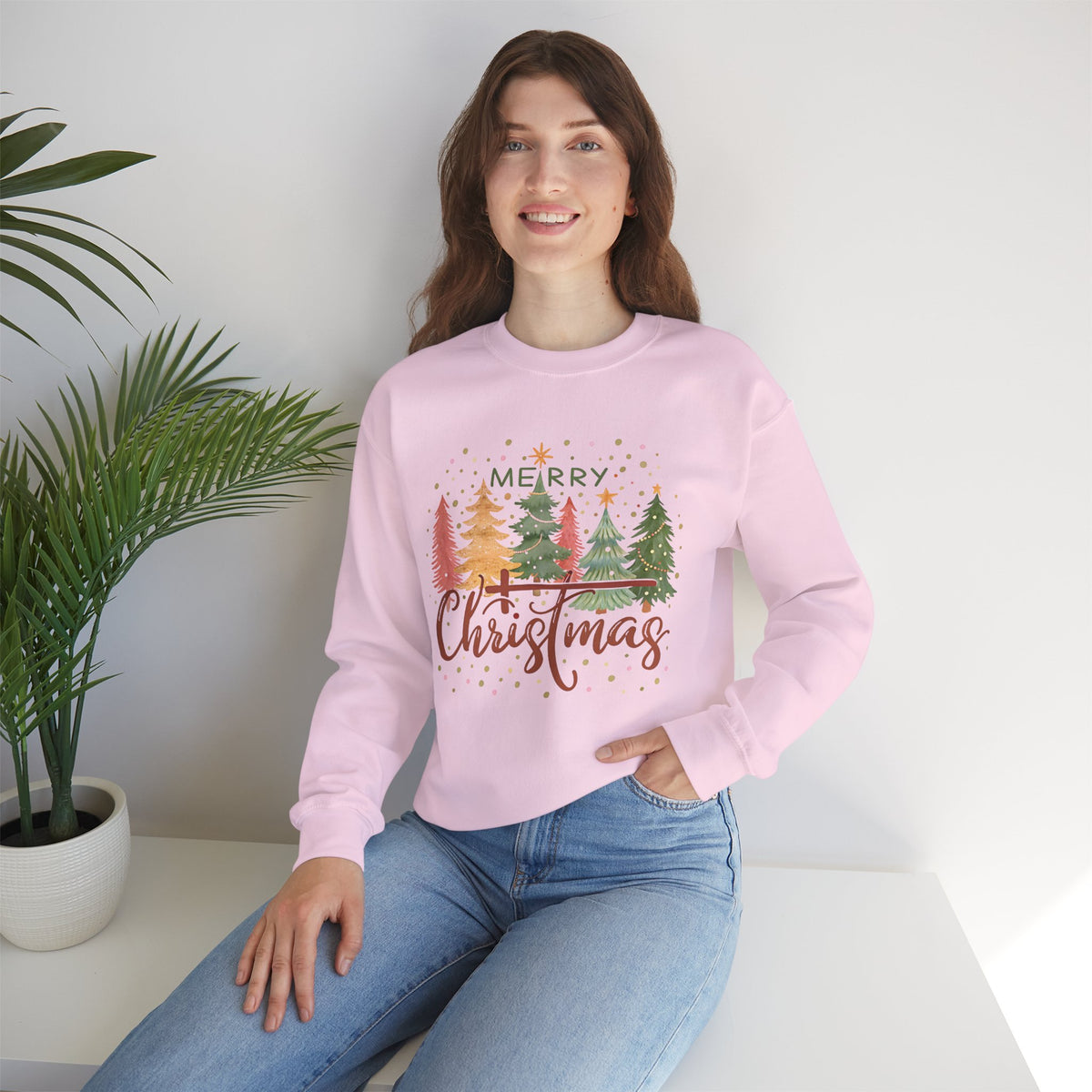 Merry ChrisTmas - Christian Faith – Gildan Heavy Blend | Trendy Women’s Soft Sweatshirt. Direct to Garment. Printed & Shipped in the USA. Unisex Sizes.