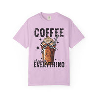 Coffee Changes Everything, Iced Coffee, Coffee Lovers - Comfort Colors | Trendy Women's T-Shirt. Direct to Garment. Printed & Shipped in the USA. Unisex Sizes.
