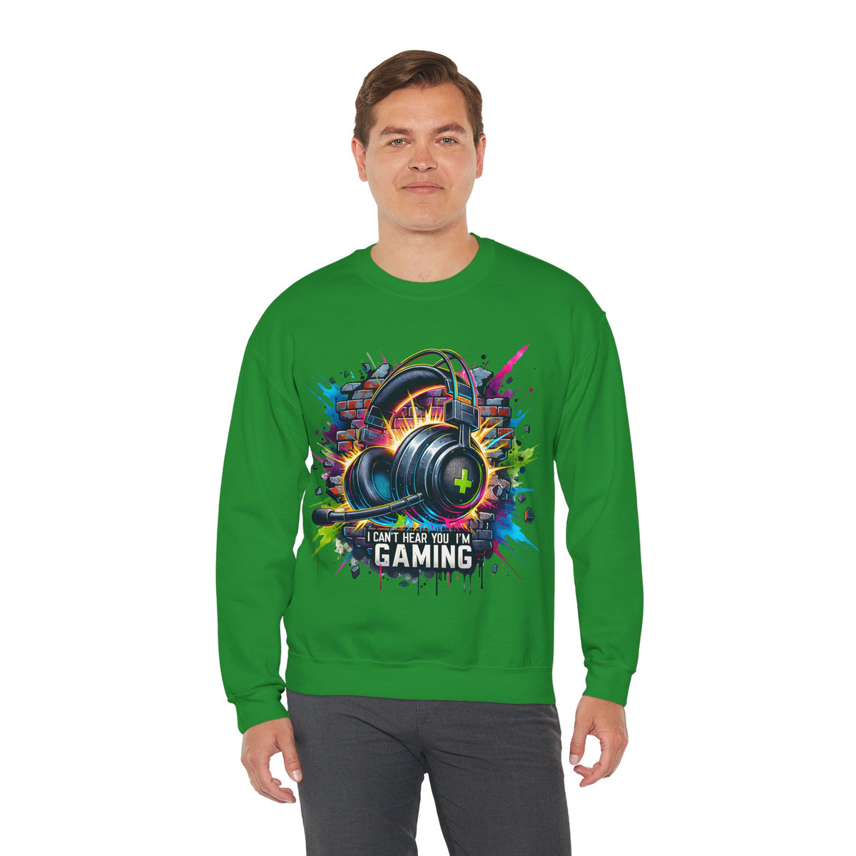 Gaming Headset I Can't Hear You, I'm Gaming – Gildan Heavy Blend | Trendy Women’s and Men's Soft Sweatshirt. Direct to Garment. Printed & Shipped in the USA. Unisex Sizes.
