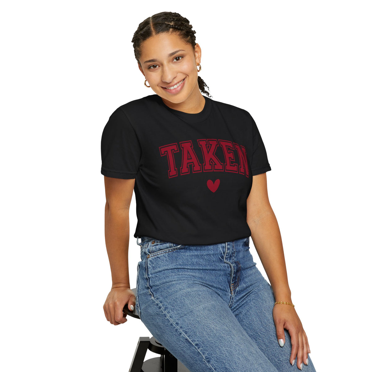 Taken - Varsity - Comfort Colors | Trendy Women's T-Shirt. Direct to Garment. Printed & Shipped in the USA. Unisex Sizes.