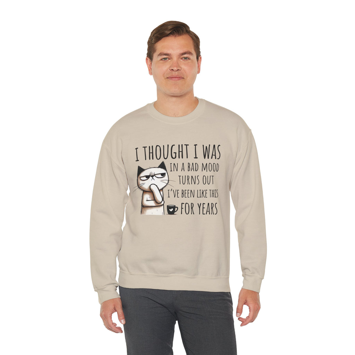 I Thought I Was In A Bad Mood, Grumpy Cat – Gildan Heavy Blend | Trendy Men's and Women’s Soft Sweatshirt. Direct to Garment. Printed & Shipped in the USA. Unisex Sizes.