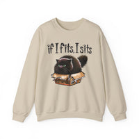 If I Fits I Sits, Cat in a Box – Gildan Heavy Blend | Trendy Women’s and Men's Soft Sweatshirt. Direct to Garment. Printed & Shipped in the USA. Unisex Sizes.