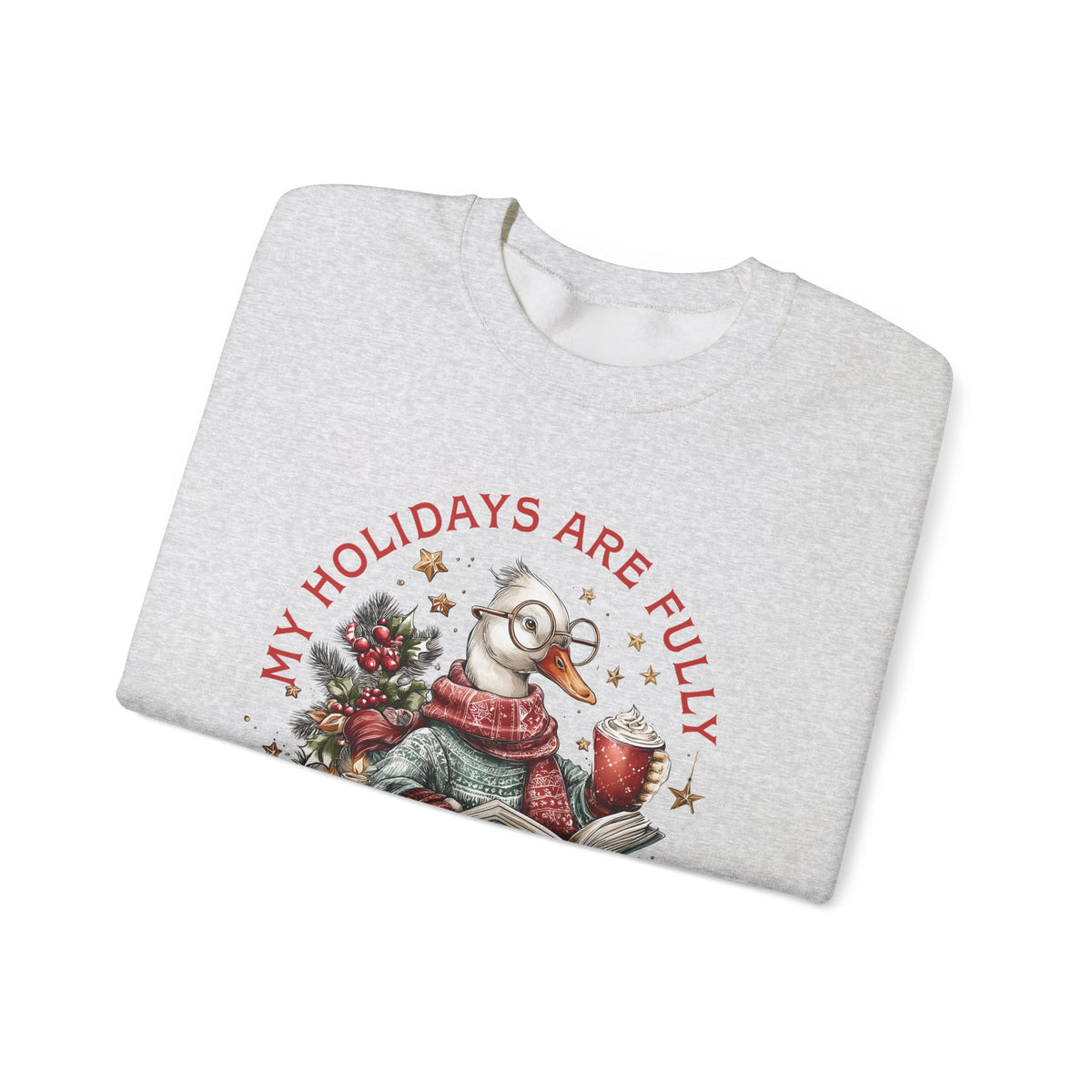 My Holidays are Fluffy and Booked – Gildan Heavy Blend | Trendy Women’s Soft Sweatshirt. Direct to Garment. Printed & Shipped in the USA. Unisex Sizes.
