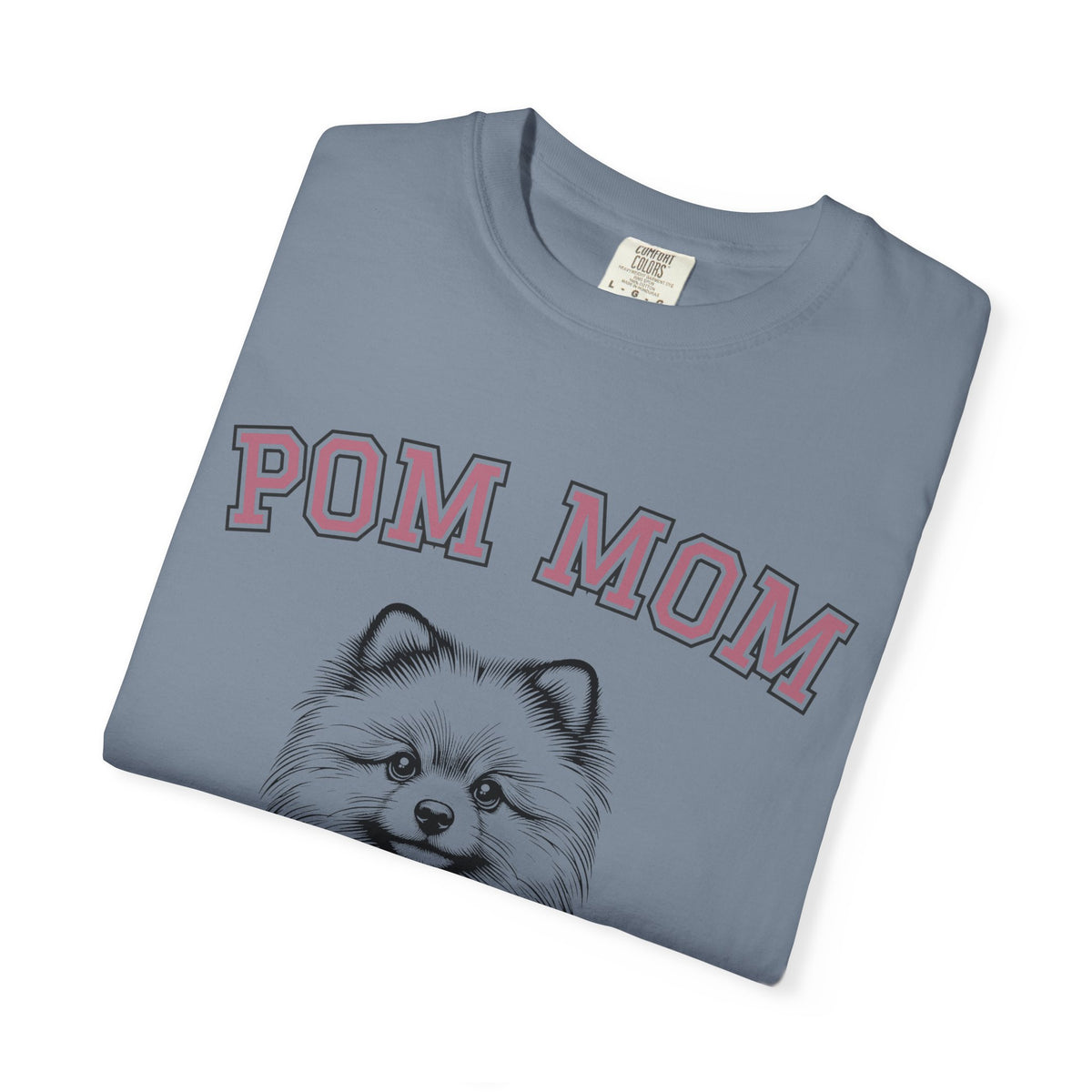 Pom Mom, Varsity - Comfort Colors | Trendy Women's T-Shirt. Direct to Garment. Printed & Shipped in the USA. Unisex Sizes.