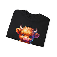 Sugar Addict Highland Cow – Gildan Heavy Blend | Trendy Women’s Soft Sweatshirt. Direct to Garment. Printed & Shipped in the USA. Unisex Sizes.