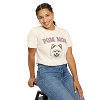 Pom Mom, Varsity - Comfort Colors | Trendy Women's T-Shirt. Direct to Garment. Printed & Shipped in the USA. Unisex Sizes.