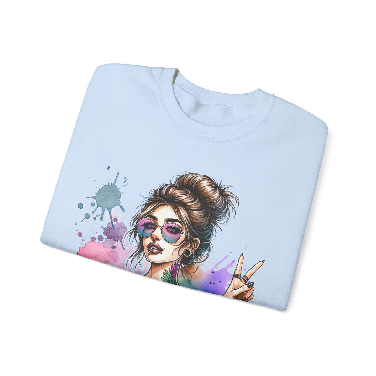 Cool Mombie with Coffee Peace Tattoo - Tired Mom – Gildan Heavy Blend | Trendy Women’s Soft Sweatshirt. Direct to Garment. Printed & Shipped in the USA. Unisex Sizes.