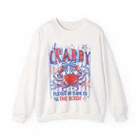 If Crabby, Please Return to Beach – Gildan Heavy Blend | Trendy Men's & Women’s Soft Sweatshirt. Direct to Garment. Printed & Shipped in the USA. Unisex Sizes.