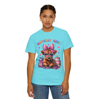 Birthday Girl, Highland Cow - Comfort Colors | Trendy Women's T-Shirt. Direct to Garment. Printed & Shipped in the USA. Unisex Sizes.