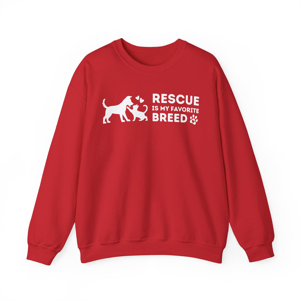 Rescue Is My Favorite Breed *This Shirt Saves Lives* – Gildan Heavy Blend | Trendy Men's and Women’s Soft Sweatshirt. Direct to Garment. Printed & Shipped in the USA. Unisex Sizes.