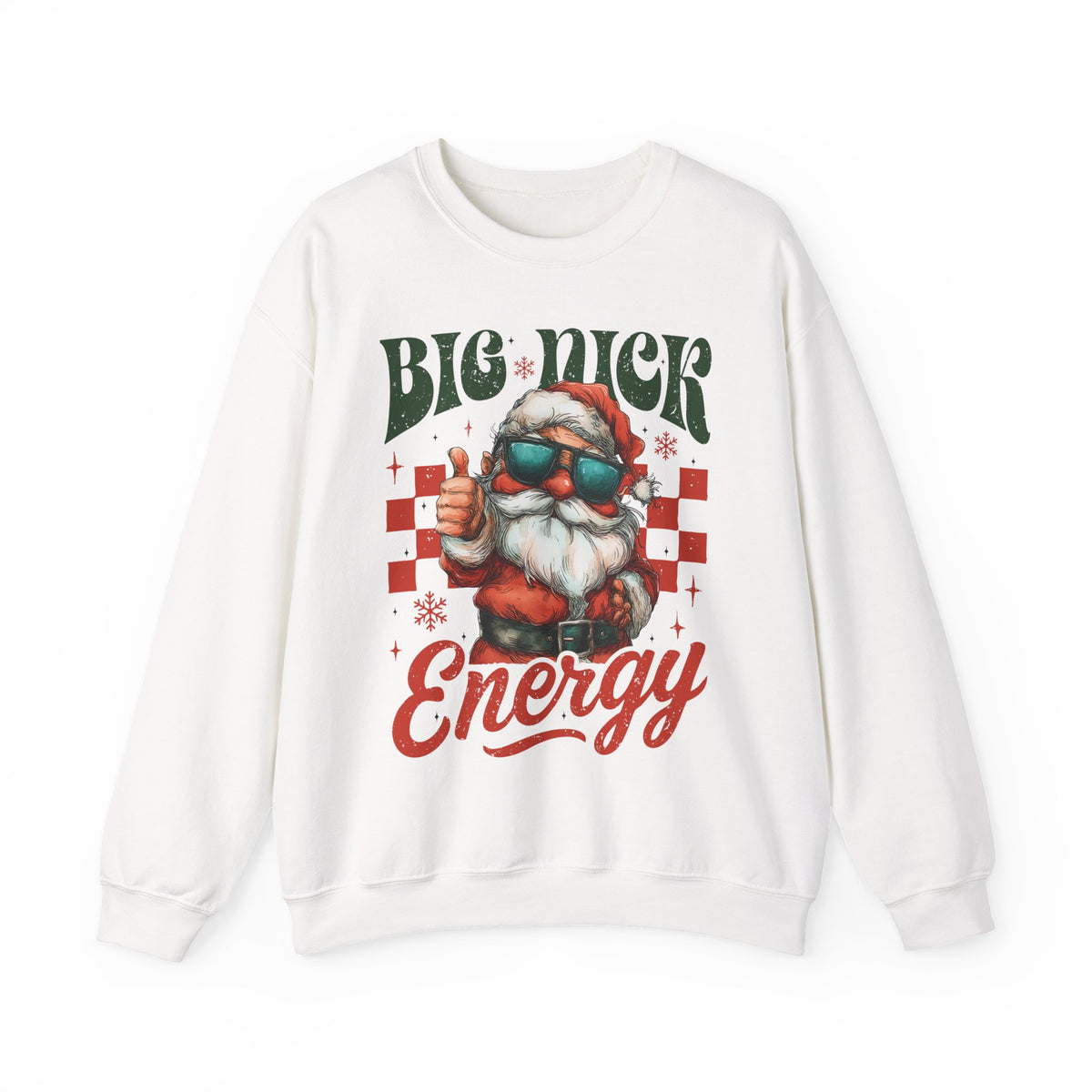 Big Nick Energy - Retro Santa Thumbs Up – Gildan Heavy Blend | Trendy Men's and Women’s Soft Sweatshirt. Direct to Garment. Printed & Shipped in the USA. Unisex Sizes.