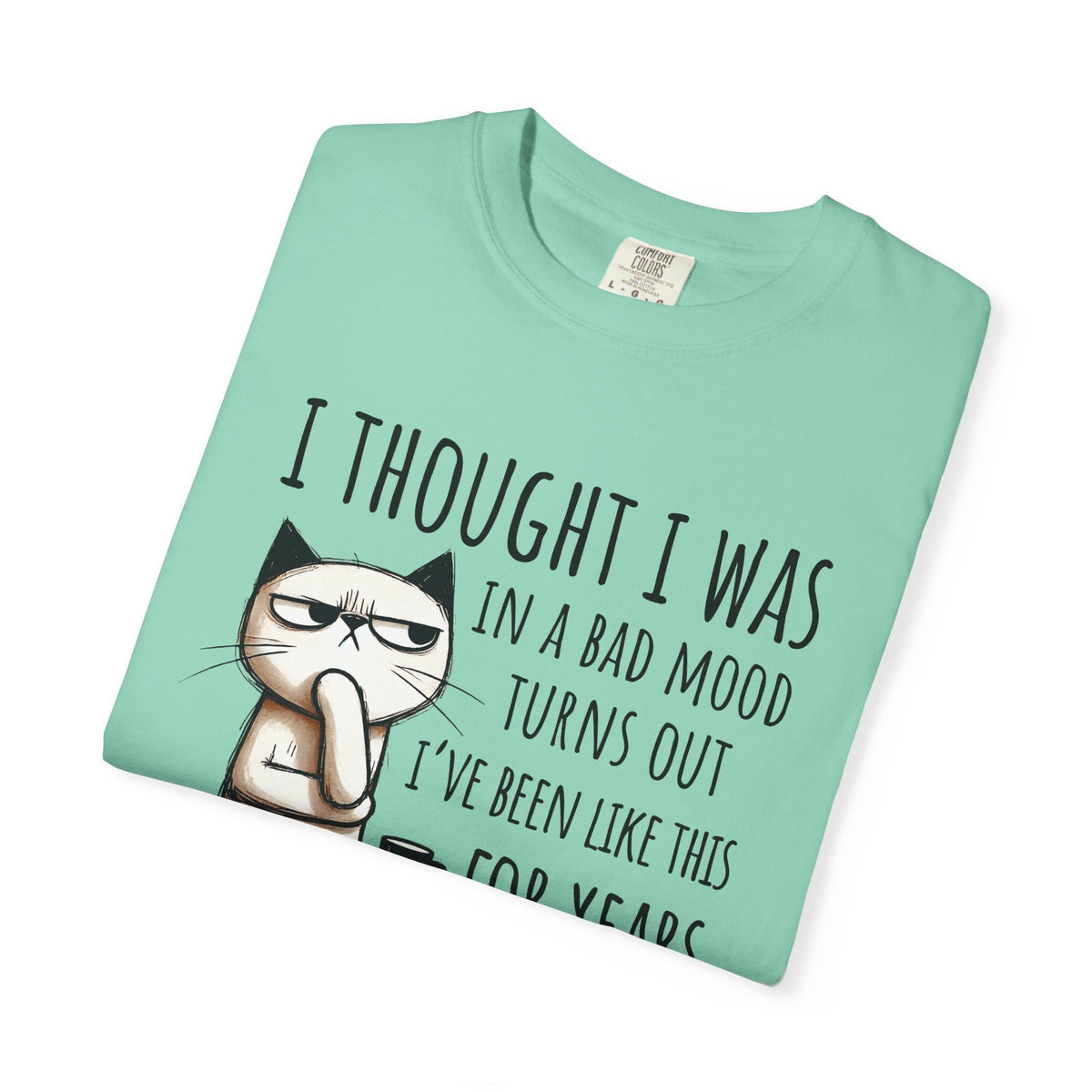 I Thought I Was In A Bad Mood, Grumpy Cat - Comfort Colors | Trendy Men's and Women's T-Shirt. Direct to Garment. Printed & Shipped in the USA. Unisex Sizes.