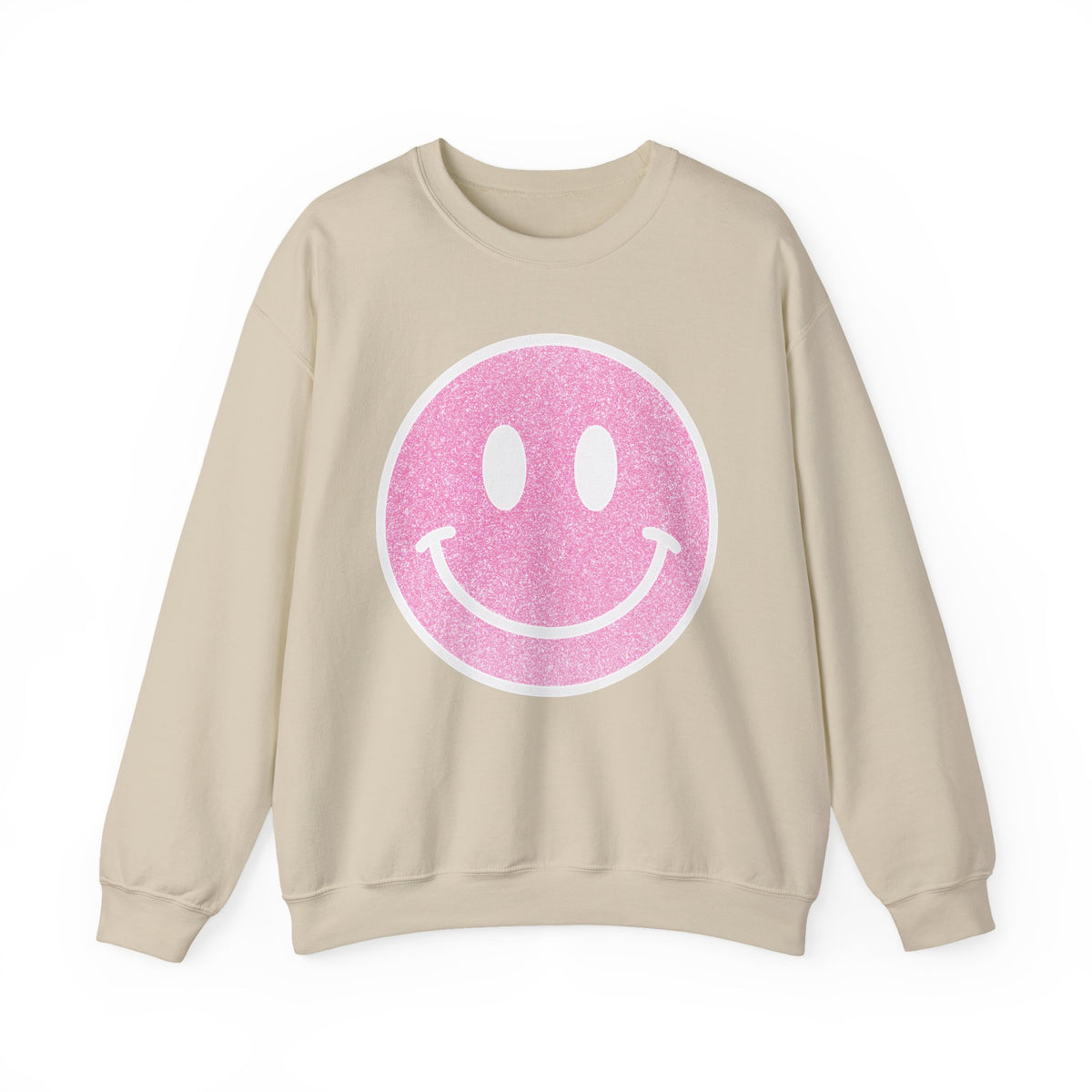 Glitter Smiley – Gildan Heavy Blend | Trendy Women’s Soft Sweatshirt. Direct to Garment. Printed & Shipped in the USA. Unisex Sizes.
