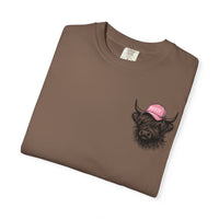 Head Heffa Highland Cow, Front & Back Print - Comfort Colors | Trendy Women's T-Shirt. Direct to Garment. Printed & Shipped in the USA. Unisex Sizes.