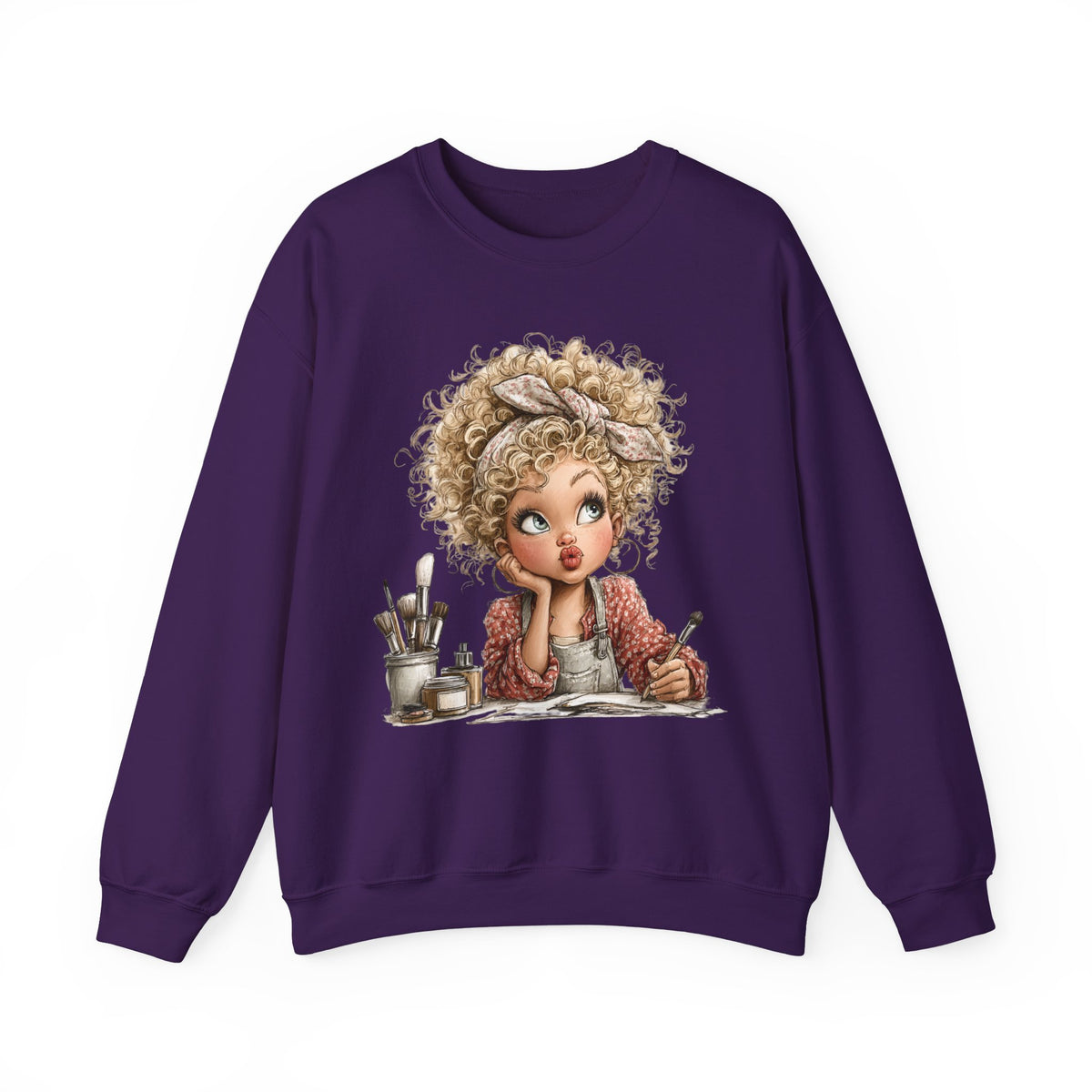 Cute Artist Curly Girl – Gildan Heavy Blend | Trendy Women’s Soft Sweatshirt. Direct to Garment. Printed & Shipped in the USA. Unisex Sizes.