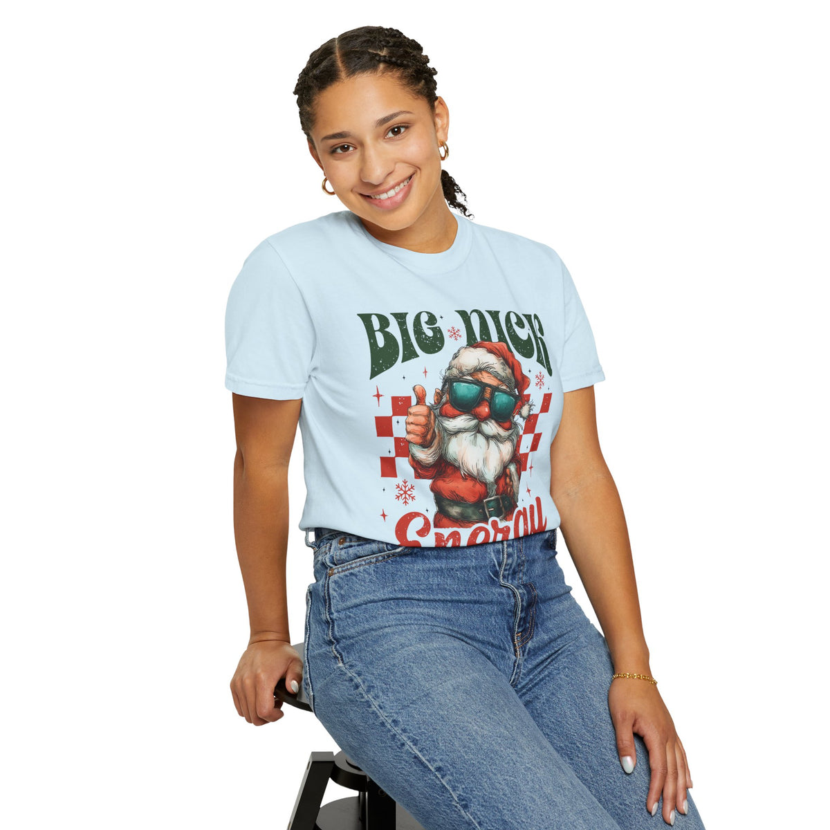 Big Nick Energy - Retro Santa Thumbs Up  - Comfort Colors | Trendy Women's T-Shirt. Direct to Garment. Printed & Shipped in the USA. Unisex Sizes.